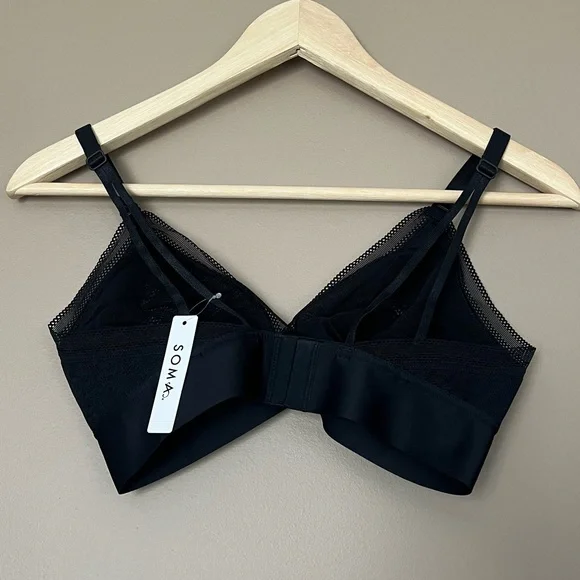 {Soma} Triangle Bralette with Lace in Black - Womens Large - NWT - Picture 6 of 13